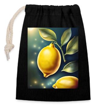 Healthy lemon lemon - Closable cotton gift bag (14x20cm) - black - Front