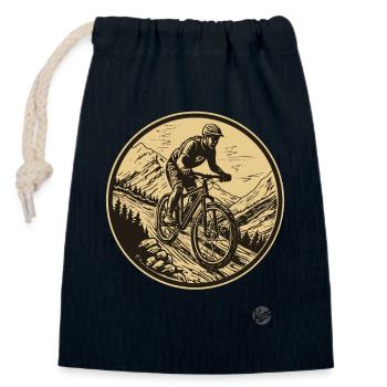Mountainbike Fahren - Verschließbarer Geschenkbeutel aus Baumwolle (14x20cm) - Navy - Vorne