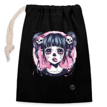 Lustiges Goth-Mädchen - Verschließbarer Geschenkbeutel aus Baumwolle (14x20cm) - Schwarz - Vorne