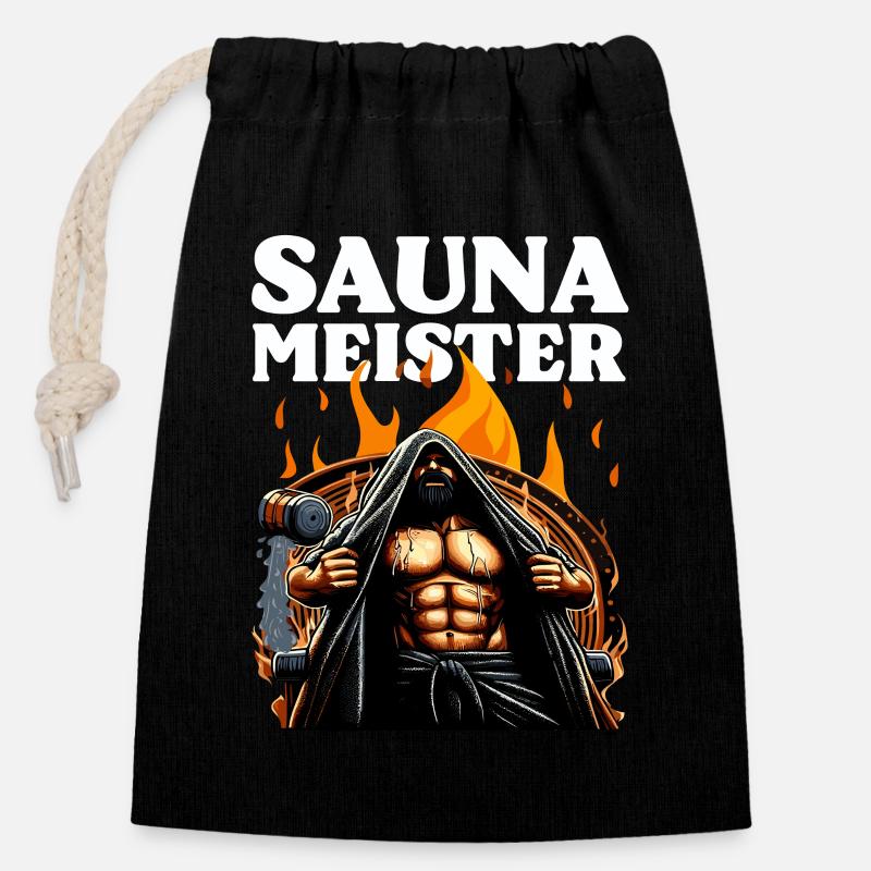 MAESTRO DELLA SAUNA - Sacchetto regalo richiudibile in cotone (14x20 cm) - nero