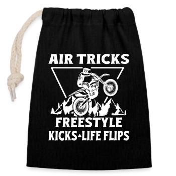Dirtbike Rider Air Tricks MX Motocross Supercross - Sac cadeau en coton avec cordon (14 x 20 cm) - noir - Devant