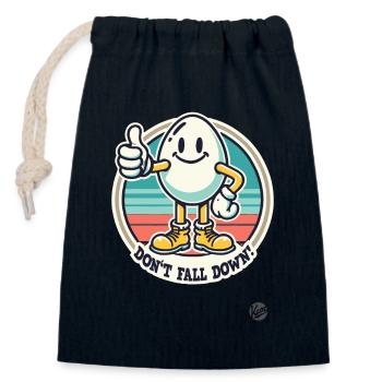 Thumbs up retro egg – Don't fall! - Closable cotton gift bag (14x20cm) - navy - Front
