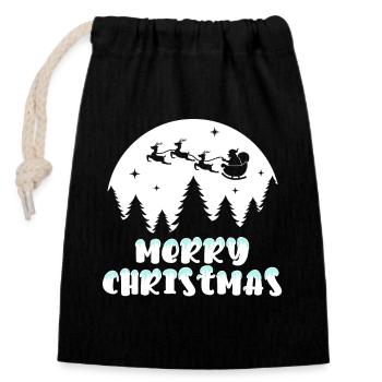 Noël Joyeux Noël Père Noël Renne - Sac cadeau en coton avec cordon (14 x 20 cm) - noir - Devant