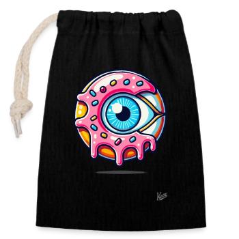 Monster-Auge-Donut - Verschließbarer Geschenkbeutel aus Baumwolle (14x20cm) - Schwarz - Vorne