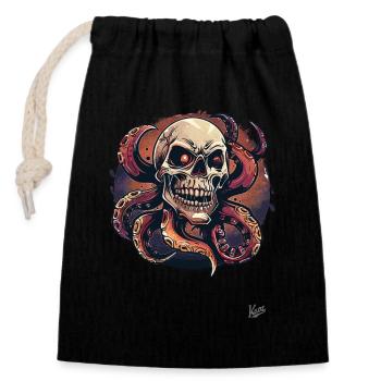 Octopus Skull Octopus - Closable cotton gift bag (14x20cm) - black - Front
