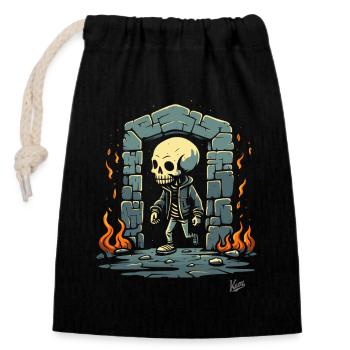 Skeleton Dungeon Showtime - Closable cotton gift bag (14x20cm) - black - Front