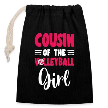 cousin de la famille de volley-ball de la fille d’anniversaire - Sac cadeau en coton avec cordon (14 x 20 cm) - noir - Devant