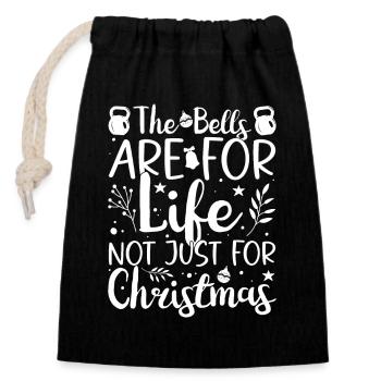 Gym Junkies Bells Not Just For X-Mas Calisthenics - Closable cotton gift bag (14x20cm) - black - Front