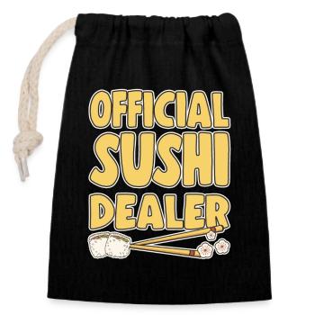 Japanese Food Lover Official Sushi Dealer - Verschließbarer Geschenkbeutel aus Baumwolle (14x20cm) - Schwarz - Vorne