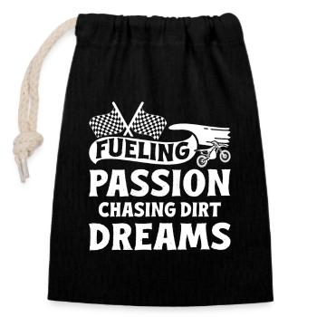 Dirtbike Rider Passion Chasing MX Motocross - Sac cadeau en coton avec cordon (14 x 20 cm) - noir - Devant