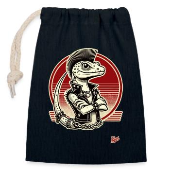 Gecko Echse Punk - Verschließbarer Geschenkbeutel aus Baumwolle (14x20cm) - Navy - Vorne