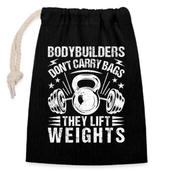 Powerlifting Bodybuilder They Lift Weights Gym - Closable cotton gift bag (14x20cm) - black - Front