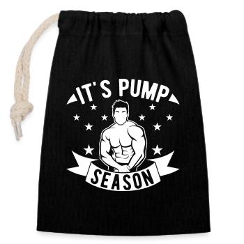 Powerlifting Bodybuilder It´s Pump Season Gym - Verschließbarer Geschenkbeutel aus Baumwolle (14x20cm) - Schwarz - Vorne