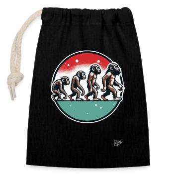 Evolution of the ape - Closable cotton gift bag (14x20cm) - black - Front