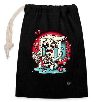 Weeping Sugar Cube: Life Without Sugar - Closable cotton gift bag (14x20cm) - black - Front