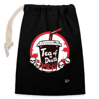 Skull Bubble Tea of Death - Closable cotton gift bag (14x20cm) - black - Front