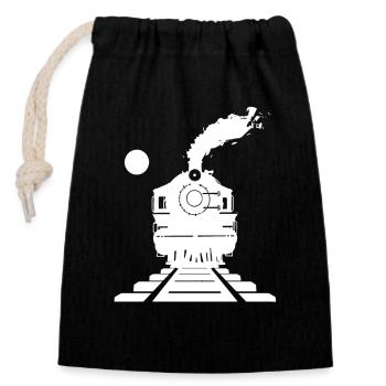 Railway Sketch - Closable cotton gift bag (14x20cm) - black - Front