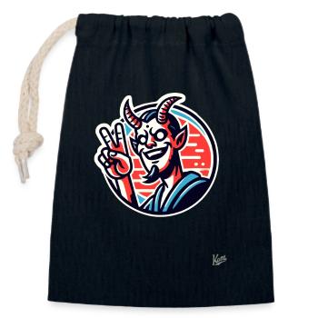Peace sign from the swag devil - Closable cotton gift bag (14x20cm) - navy - Front
