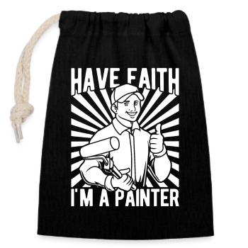 Peintre en bâtiment Dessins hilarants Cadeaux uniques - Sac cadeau en coton avec cordon (14 x 20 cm) - noir - Devant