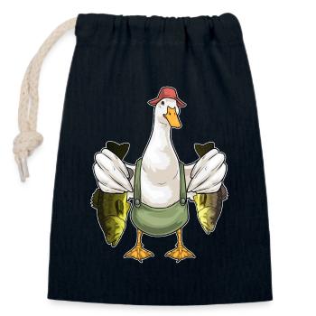 Ente Angler Fisch Angeln - Verschließbarer Geschenkbeutel aus Baumwolle (14x20cm) - Navy - Vorne