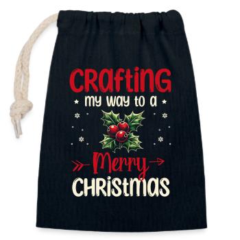 Craft my way to Merry Christmas - Closable cotton gift bag (14x20cm) - navy - Front