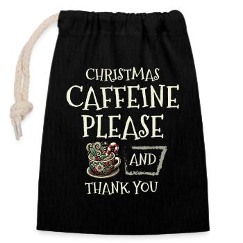Weihnachtskoffein bitte und danke Feiertagswünsche - Verschließbarer Geschenkbeutel aus Baumwolle (14x20cm) - Schwarz - Vorne