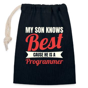 Software Developer Son - Closable cotton gift bag (14x20cm) - navy - Front