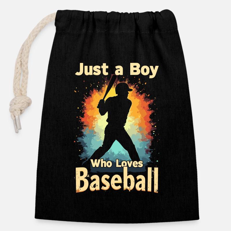 Baseball, Baseballspieler, Junge, Baseballer - Verschließbarer Geschenkbeutel aus Baumwolle (14x20cm) - Schwarz