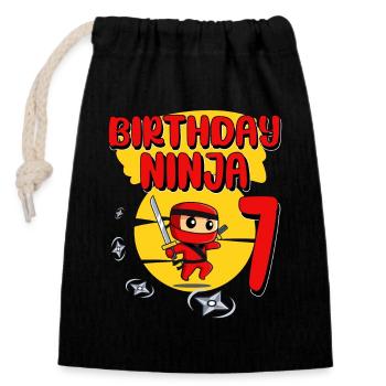 Birthday Ninja 7 Year Old Birthday Party Gift - Verschließbarer Geschenkbeutel aus Baumwolle (14x20cm) - Schwarz - Vorne