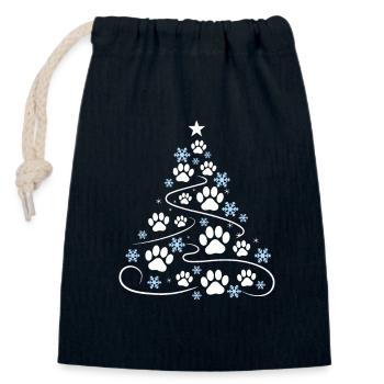 Weihnachten Weihnachtsbaum Pfote Pfotenabdruck - Verschließbarer Geschenkbeutel aus Baumwolle (14x20cm) - Navy - Vorne