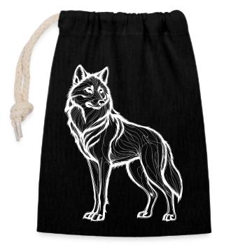 majestic wolf - Closable cotton gift bag (14x20cm) - black - Front