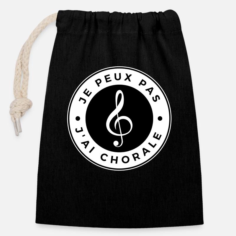 Je Peux Pas J'ai Chorale - Sac cadeau en coton avec cordon (14 x 20 cm) - noir