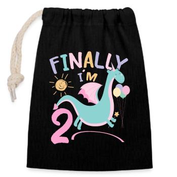 2ème anniversaire Fille Dracon 2 ans Cadeaux - Sac cadeau en coton avec cordon (14 x 20 cm) - noir - Devant