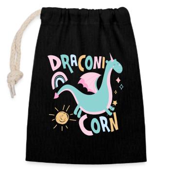 Draconi Corn Dracon Rainbow Dragon - Verschließbarer Geschenkbeutel aus Baumwolle (14x20cm) - Schwarz - Vorne