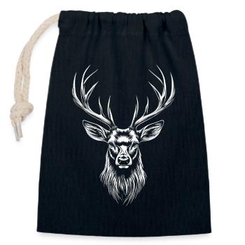 Deer, Antlers, Hunting, Deer, Reindeer, Red Deer, Hunter - Closable cotton gift bag (14x20cm) - navy - Front