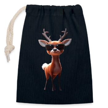 Deer, Antlers, Hunting, Deer, Reindeer, Red Deer, Hunter - Closable cotton gift bag (14x20cm) - navy - Front