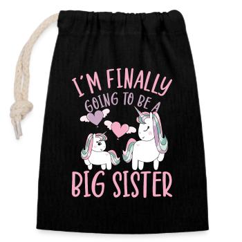 I'm Finally Going To Be A Big Sister Unicorn Gift - Closable cotton gift bag (14x20cm) - black - Front