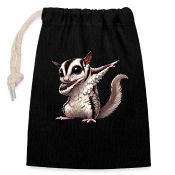 Kurzkopfgleitbeutler, Sugar Glider, Dabbing - Closable cotton gift bag (14x20cm) - black - Front