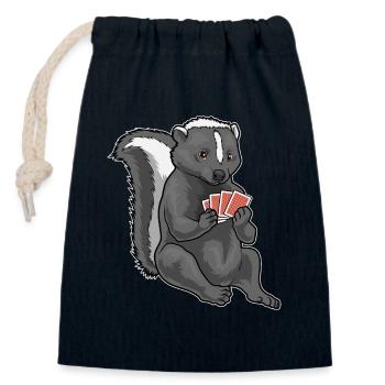 Skunk Poker Cartes de poker - Sac cadeau en coton avec cordon (14 x 20 cm) - bleu marine - Devant