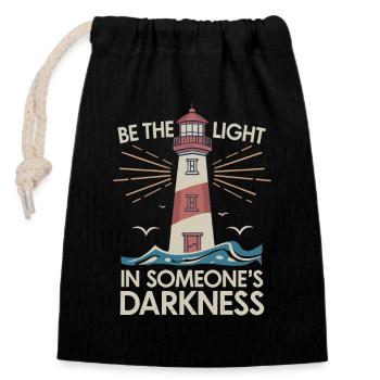 Lighthouse Motivational Saying - Positive Thinking - Closable cotton gift bag (14x20cm) - black - Front