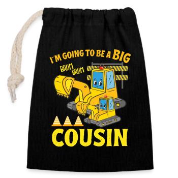L’excavatrice enfant est prête à être une grande cousine - Sac cadeau en coton avec cordon (14 x 20 cm) - noir - Devant