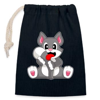 Lustige Katze  - Verschließbarer Geschenkbeutel aus Baumwolle (14x20cm) - Navy - Vorne