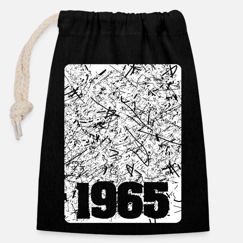 1965 - Sac cadeau en coton avec cordon (14 x 20 cm) - noir