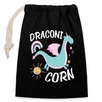 Draconi Corn Dracon Dragon - Verschließbarer Geschenkbeutel aus Baumwolle (14x20cm) - Schwarz - Vorne