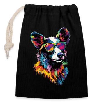 Australian Shepherd Dog Lover Cute Aussie - Closable cotton gift bag (14x20cm) - black - Front