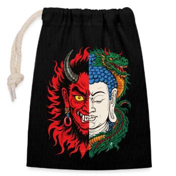 Le mal et Dieu - Sac cadeau en coton avec cordon (14 x 20 cm) - noir - Devant