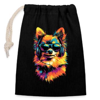 Pomeranian Pomeranian Pom Sweet German Spitz - Closable cotton gift bag (14x20cm) - black - Front
