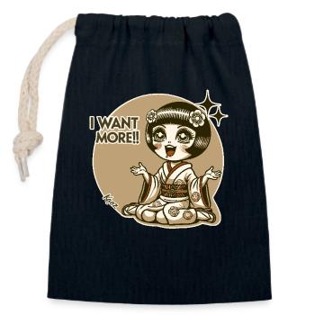 Chibi Japanese Geisha - Closable cotton gift bag (14x20cm) - navy - Front