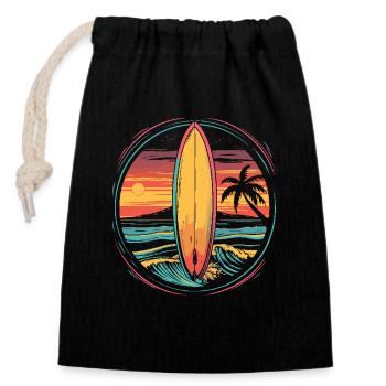 Œuvres d’art de surf - Sac cadeau en coton avec cordon (14 x 20 cm) - noir - Devant