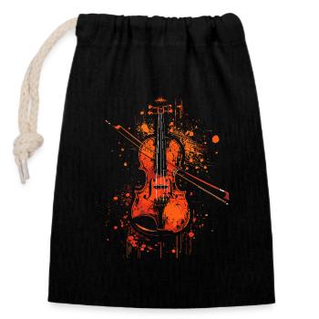 Violin Graphics - Closable cotton gift bag (14x20cm) - black - Front